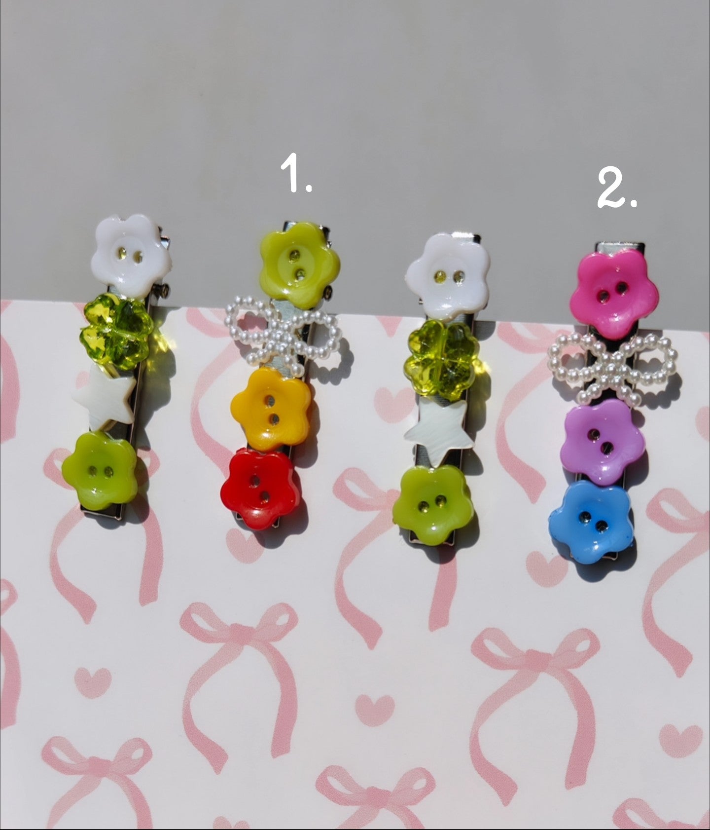 Whimsical Button Hairclips 🌈